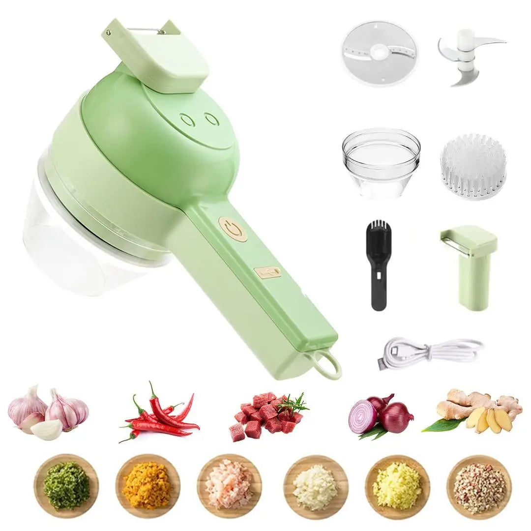 4 In 1 Vegetable Chopper Handheld Electric Vegetable Cutter None