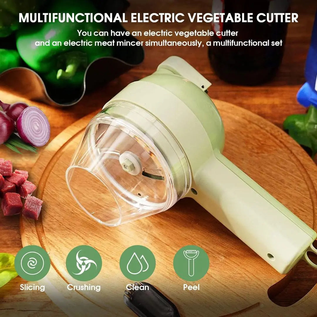 4 In 1 Vegetable Chopper Handheld Electric Vegetable Cutter None