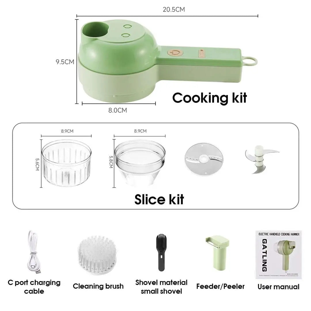 4 In 1 Vegetable Chopper Handheld Electric Vegetable Cutter None