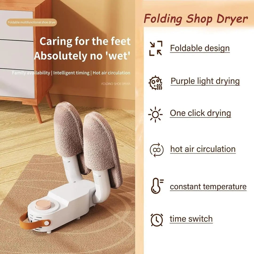 Electric Shoe and Boot Dryer with Smart Timer & Folding Design None