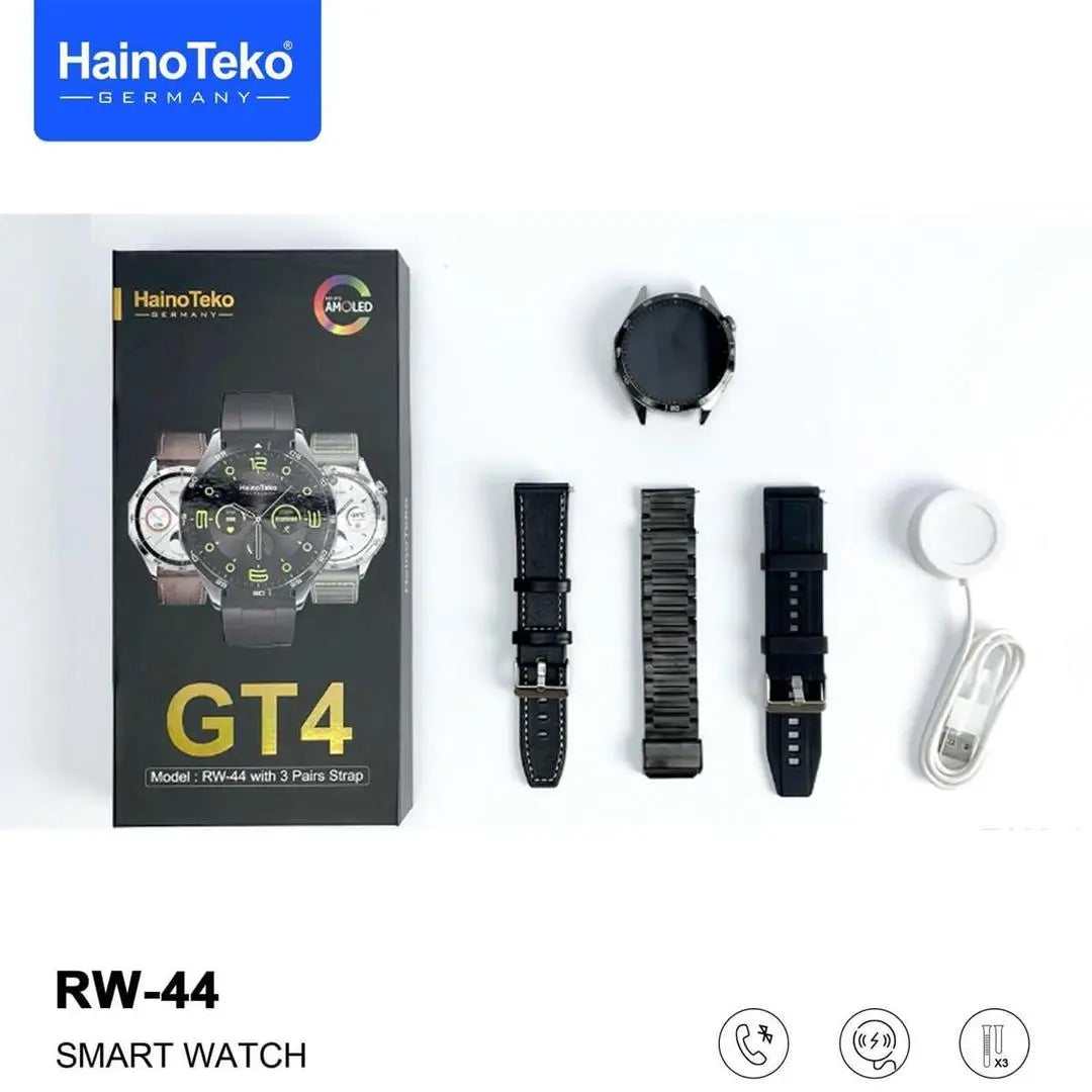 Haino Teko Germany RW44 Smartwatch with 3 Pair Straps – For Gents - Genmarty