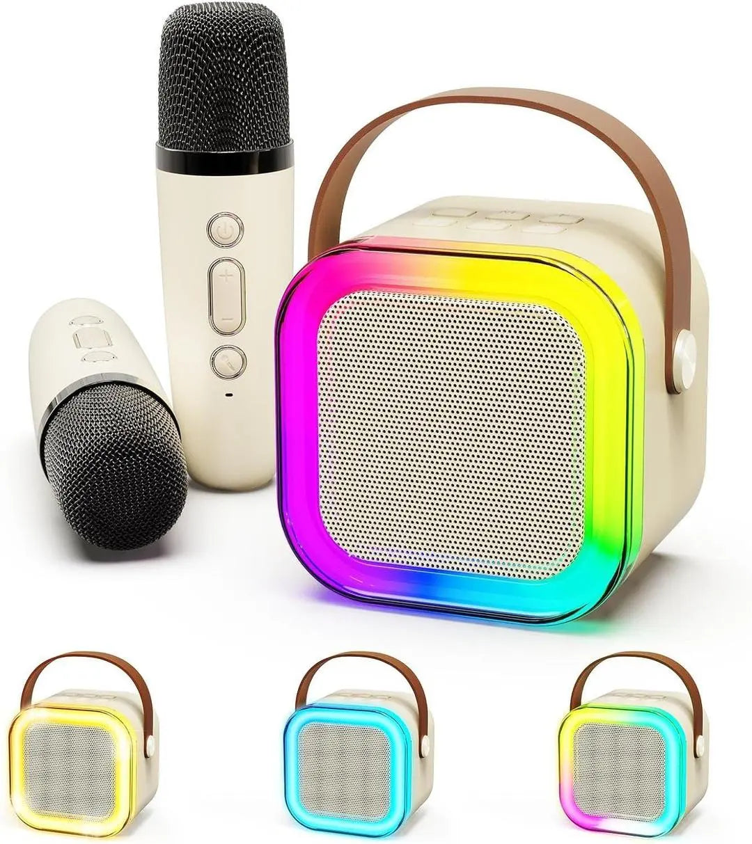 Mini Portable Karaoke Machine with Bluetooth Speaker & 2 Wireless Microphones - Genmarty