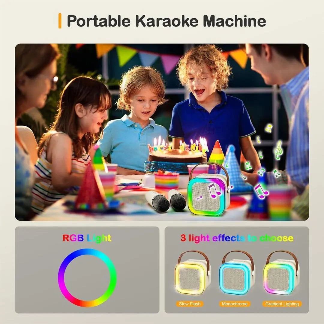 Mini Portable Karaoke Machine with Bluetooth Speaker & 2 Wireless Microphones - Genmarty