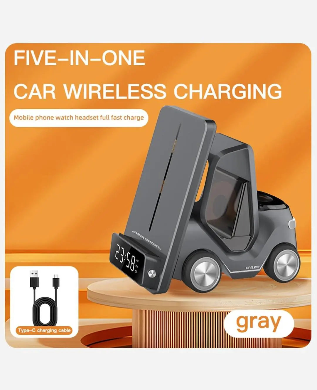 Forklift 5-in-1 Smart Desktop Charger with 15W Wireless Phone Charging None